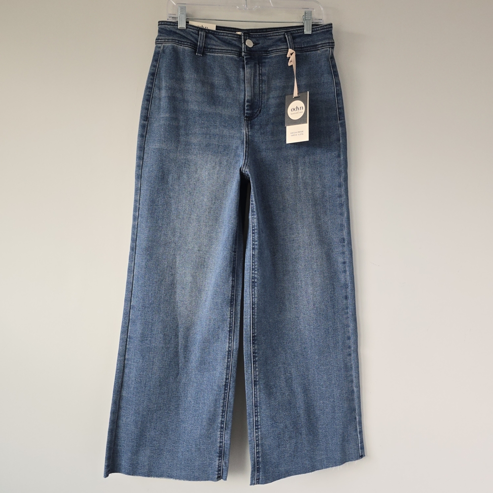 Odyn High Rise Wide Leg Jeans Womens 28 Medium Wash Raw Hem 90s NWT